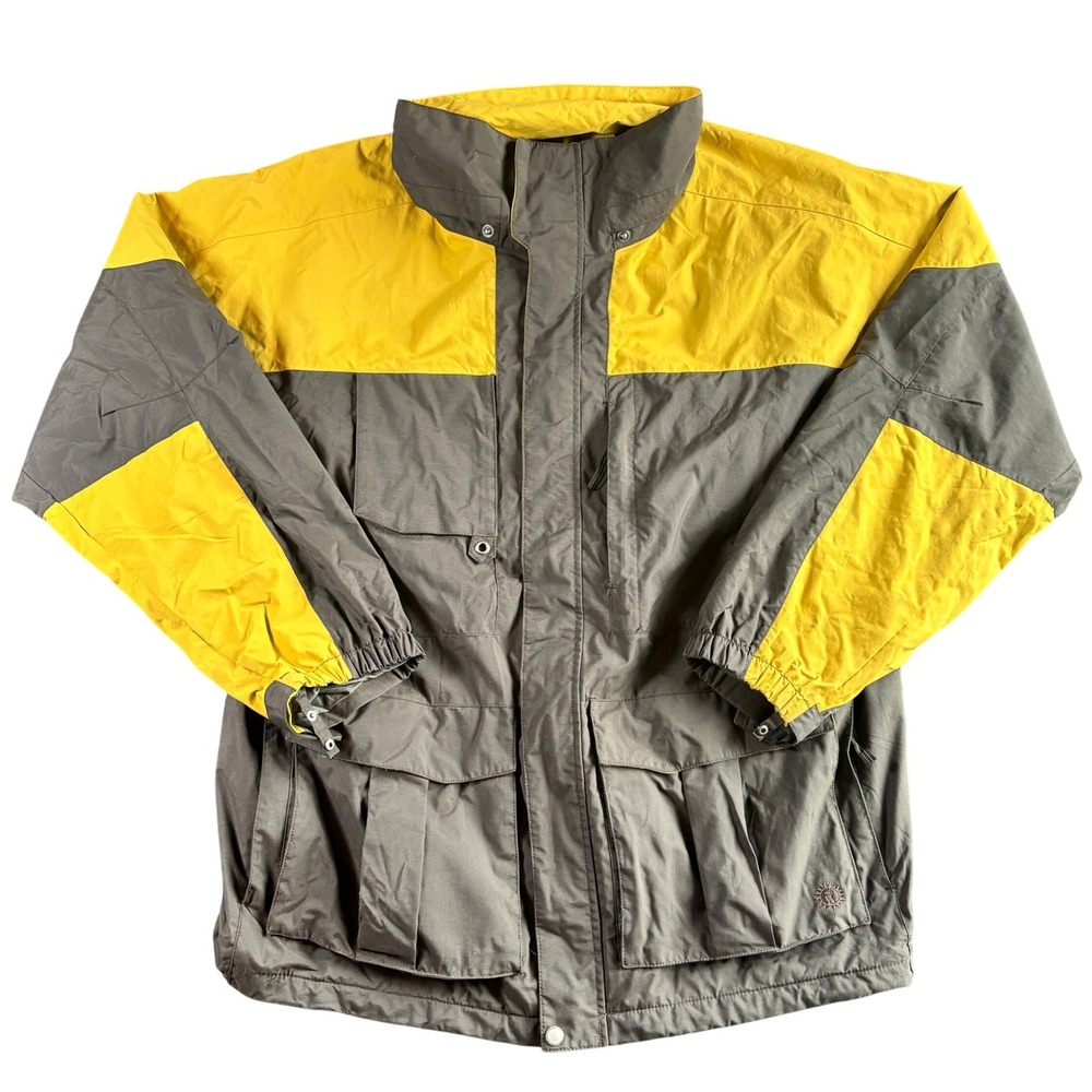 Snow Boarding Jacket‎ Gray Yellow Colorblock Unisex Coat XXL